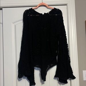 Free People Black Lace Body Suit